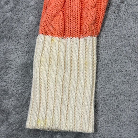 J Crew Coral/White Striped Cable Knit Sweater Preppy Coquette Coastal Y2K Size S - Picture 6 of 9